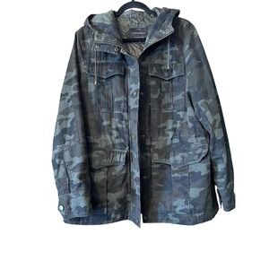 Lucky Brand Camo Print Hooded Utility Jacket Women's Size Large/G